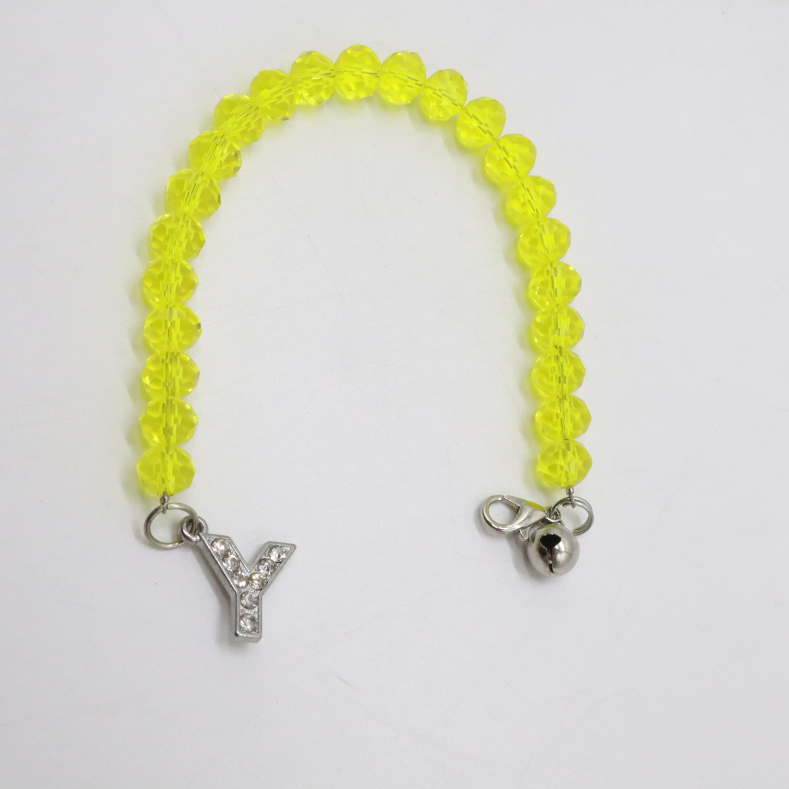 CRYSTAL BEAD ANKLETS WITH L CHARM