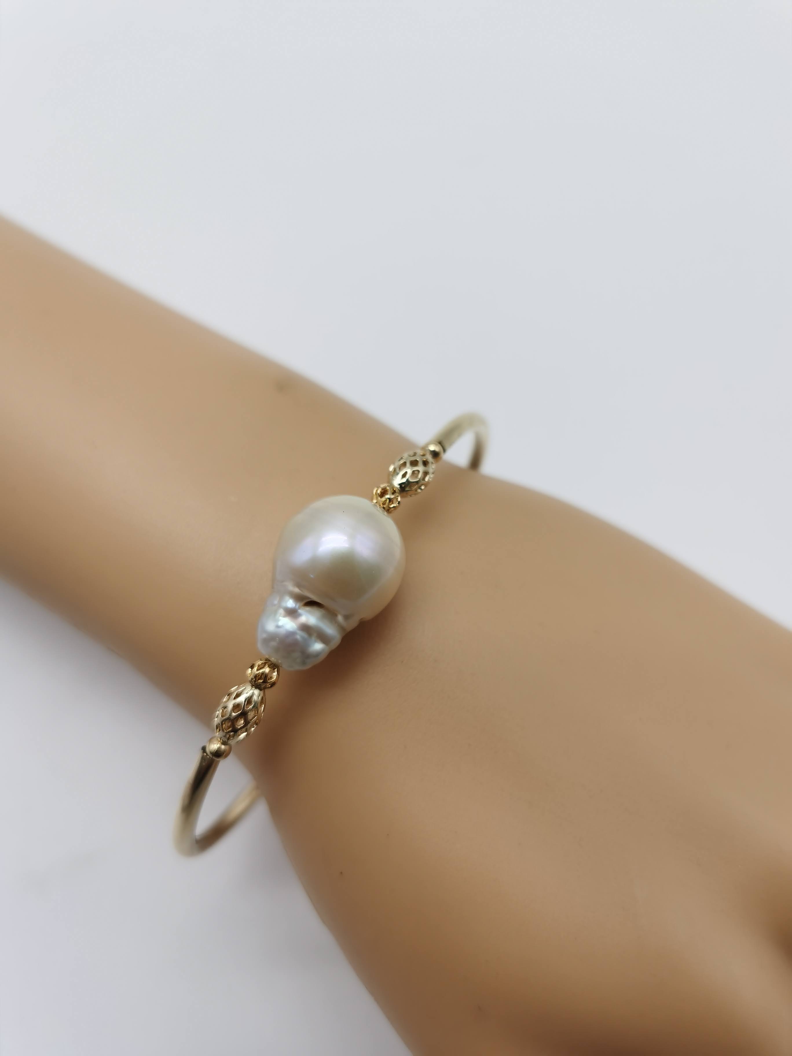 GELANG SUASA WANITA MUTIARA AIR MASIN WARNA EMAS