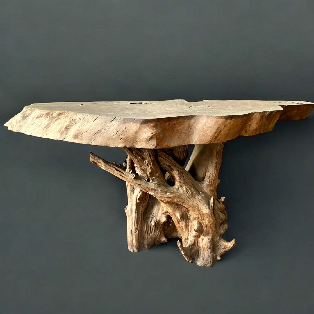 CHENGAL TABLE WITH RUSTIC LEGS