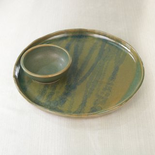 (SET) CERAMIC PLATE + CERAMIC SAMBAL BOWL