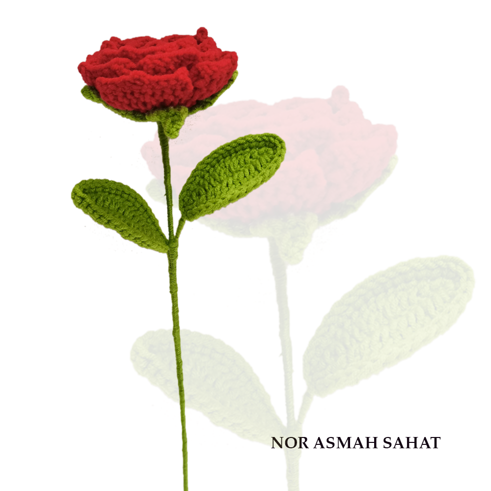(PRE-ORDER 254) BUNGA ROSE CROCHET (1 KUNTUM)