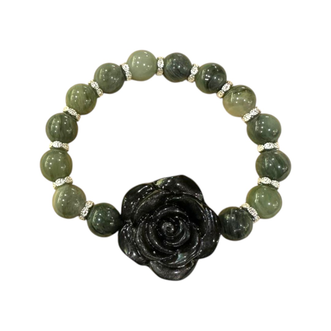 JADE SILVER OBSIDIAN BRACELET