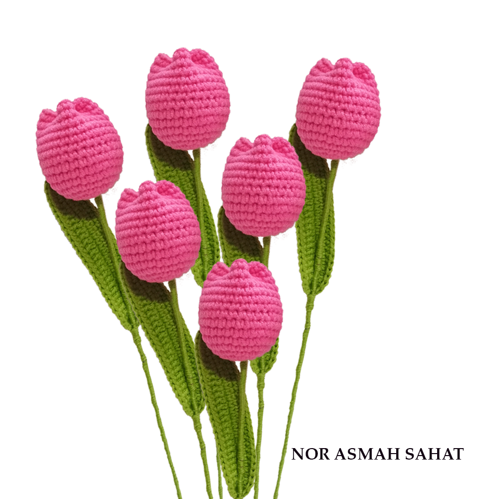(PRE-ORDER 233) BUNGA TULIP KUDUP CROCHET (6 KUNTUM)