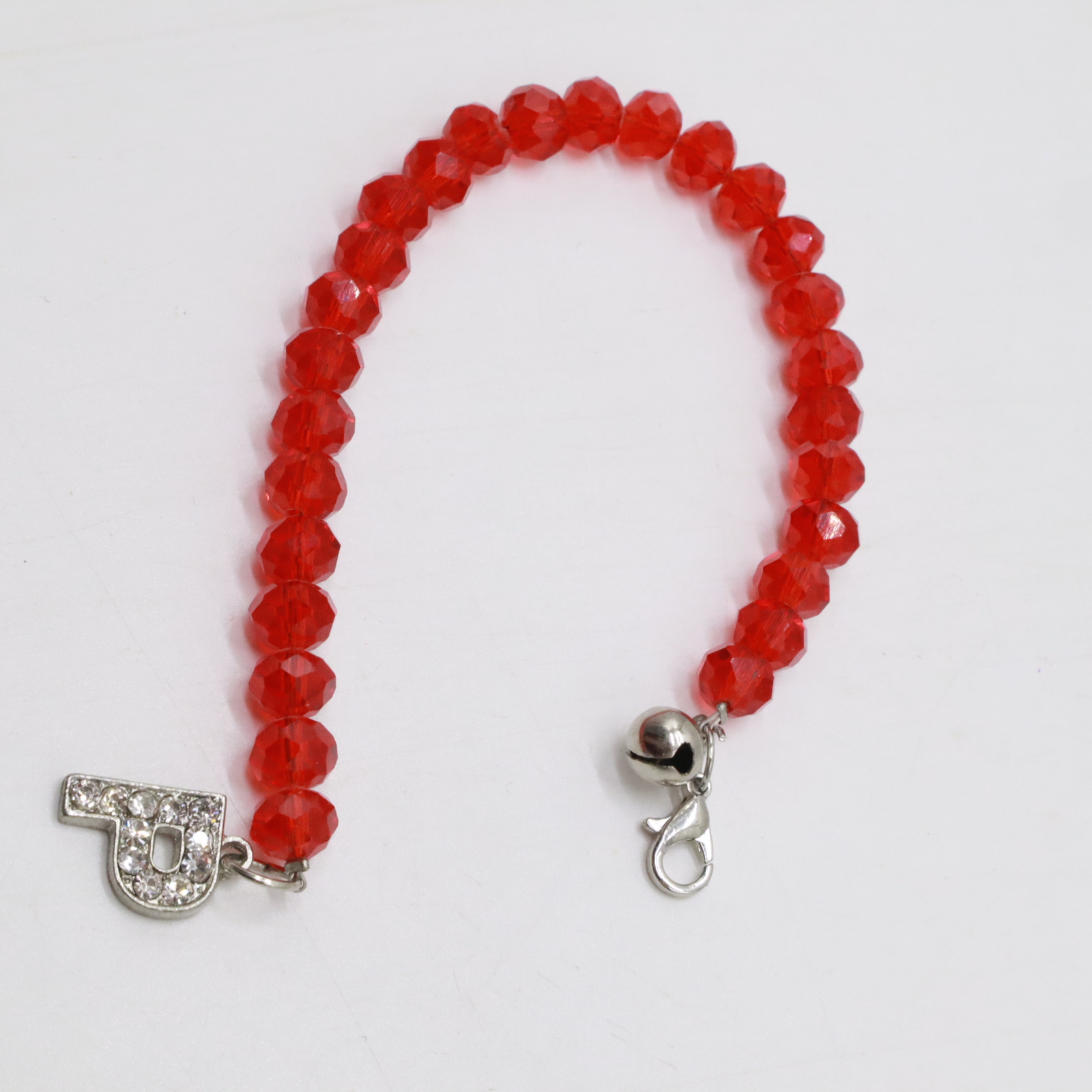 CRYSTAL BEAD ANKLETS WITH L CHARM