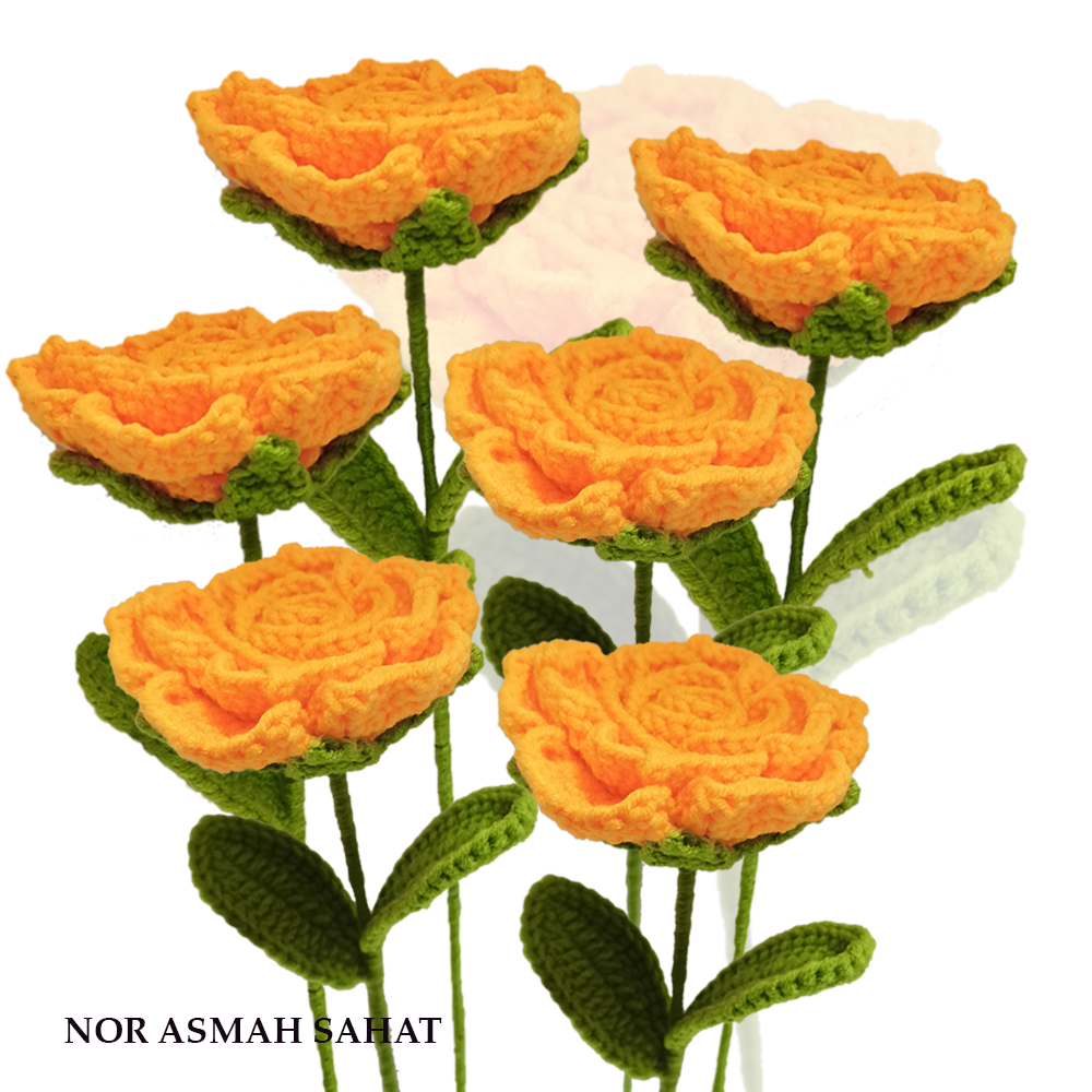 (PRE-ORDER 278) BUNGA ROSE CROCHET (6 KUNTUM)