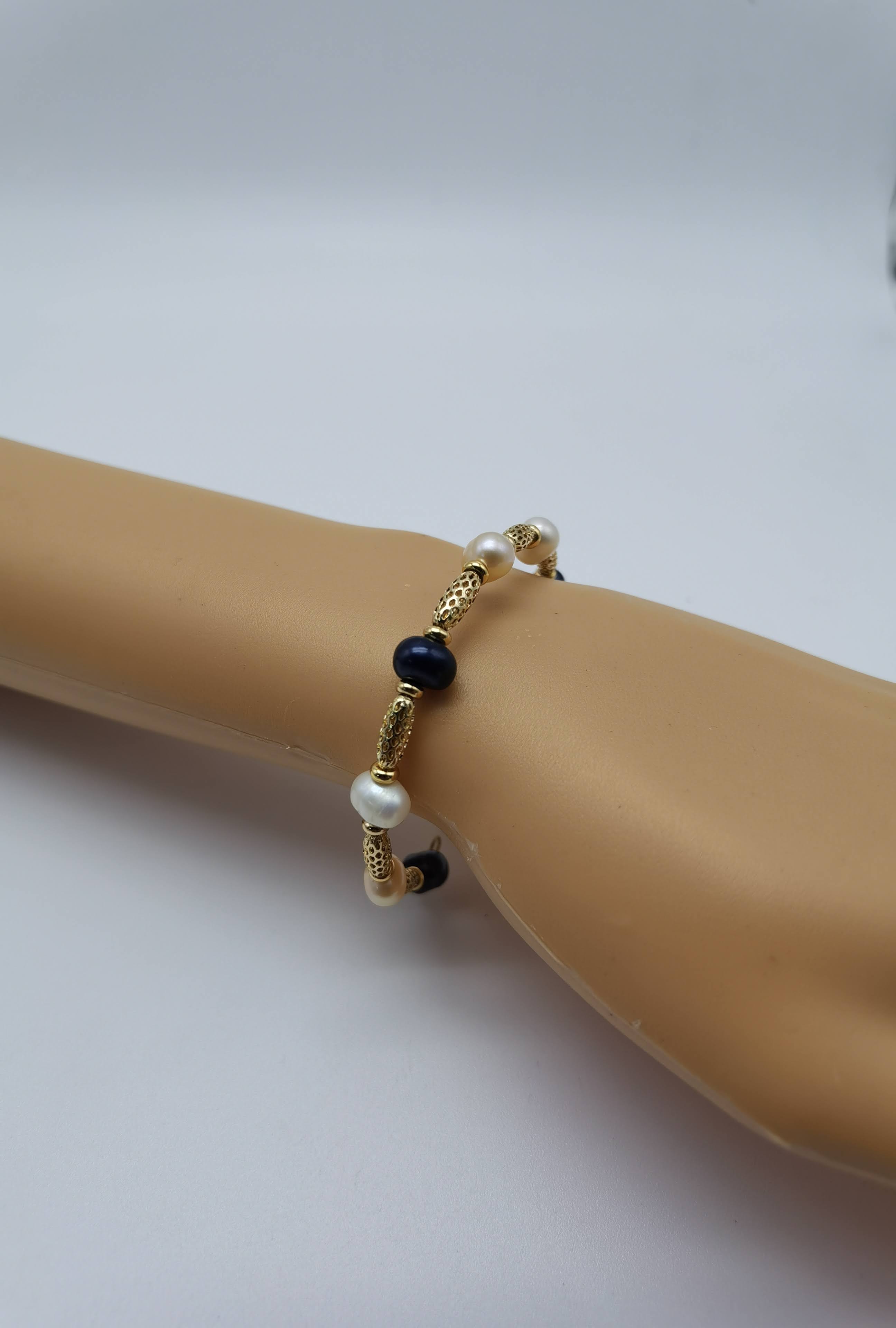 GELANG SUASA RANTAI KECIL WANITA MUTIARA AIR MASIN HITAM DAN PUTIH