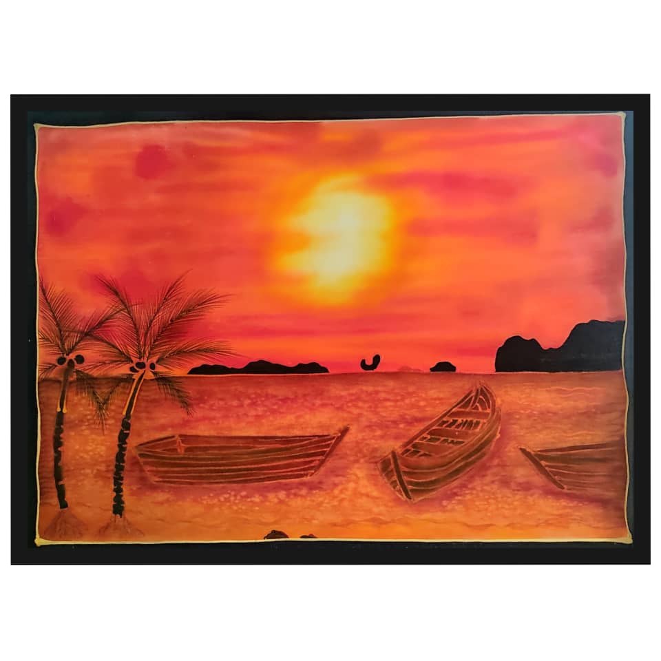 BOAT & BEACH BATIK PAINTING