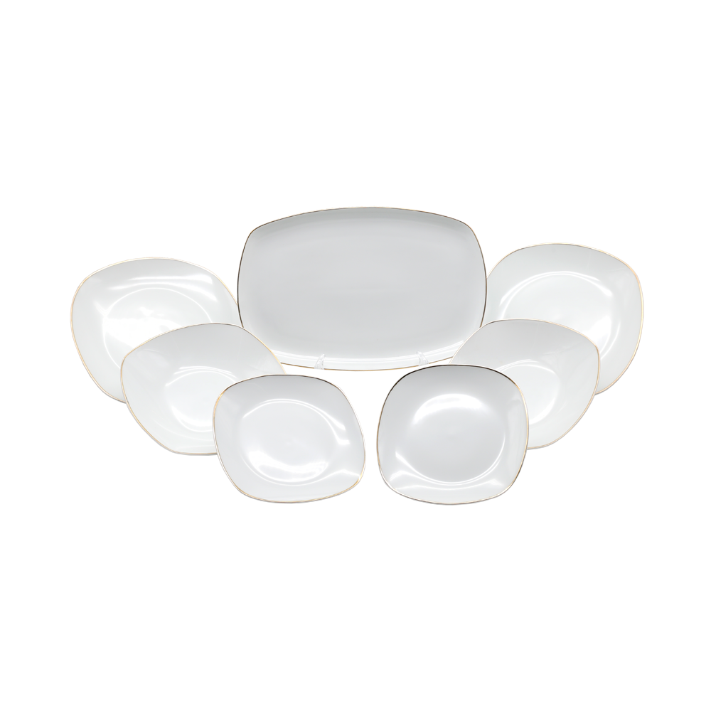 CERAMIC DINNER SET 7 PCS WITH GOLD RIM