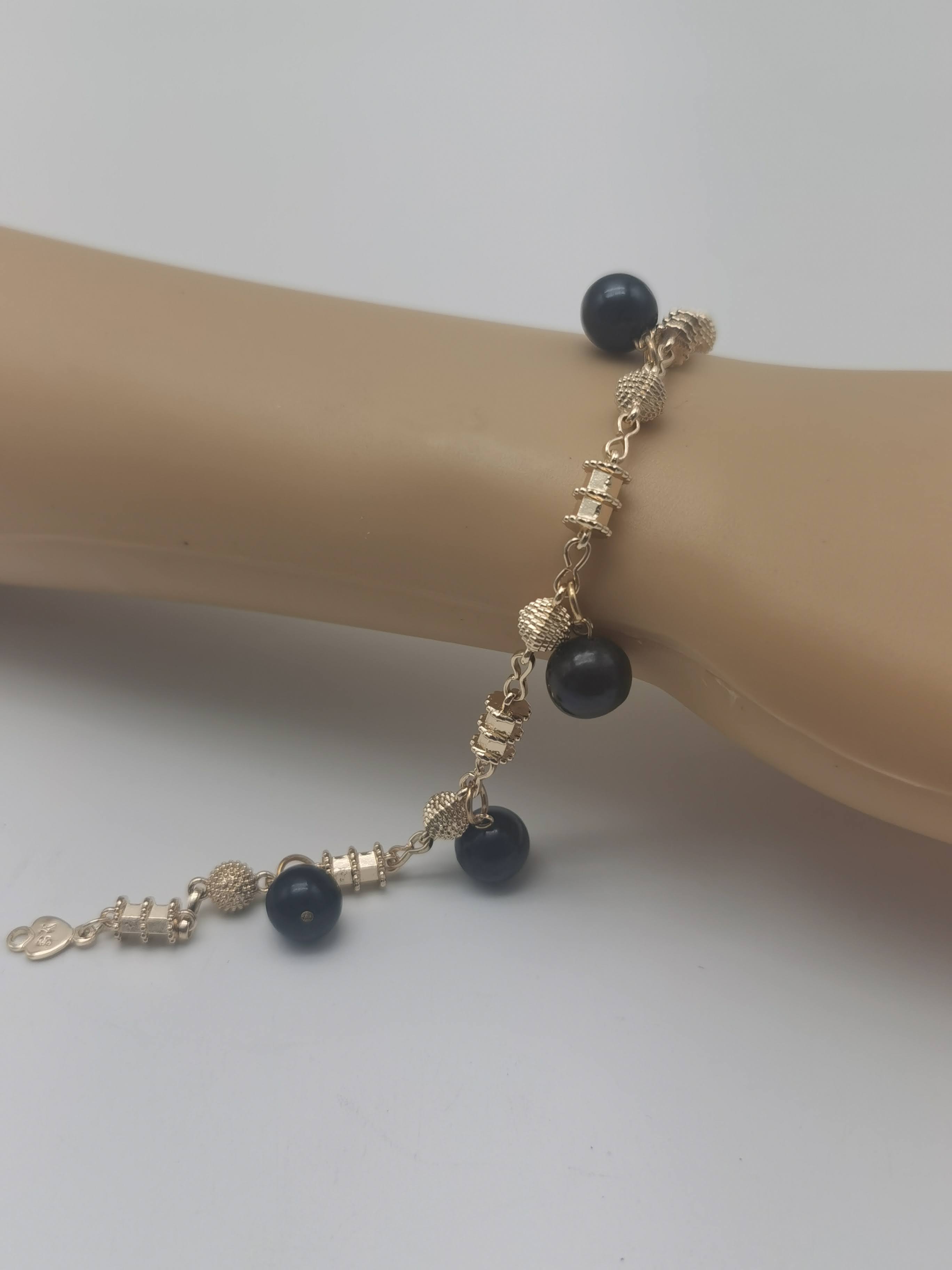 GELANG MUTIARA HITAM (BERJURAI) ROSEGOLD