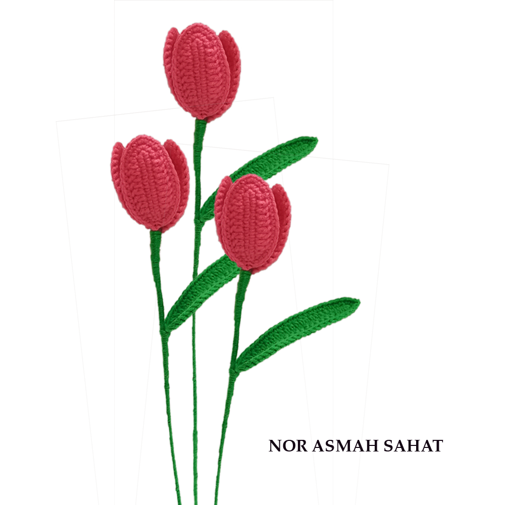 (PRE-ORDER 156) CROCHET PINK TULIP (3 PCS)