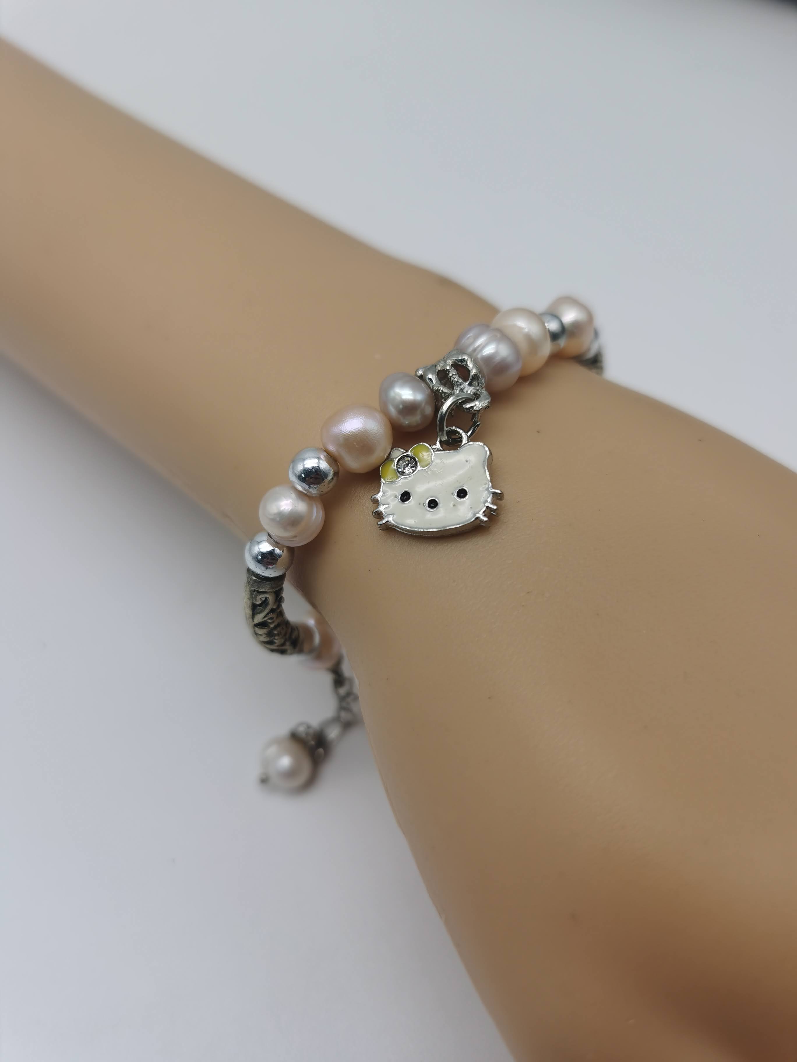 GELANG ALA PANDORA BUDAK HELLO KITTY PEACH