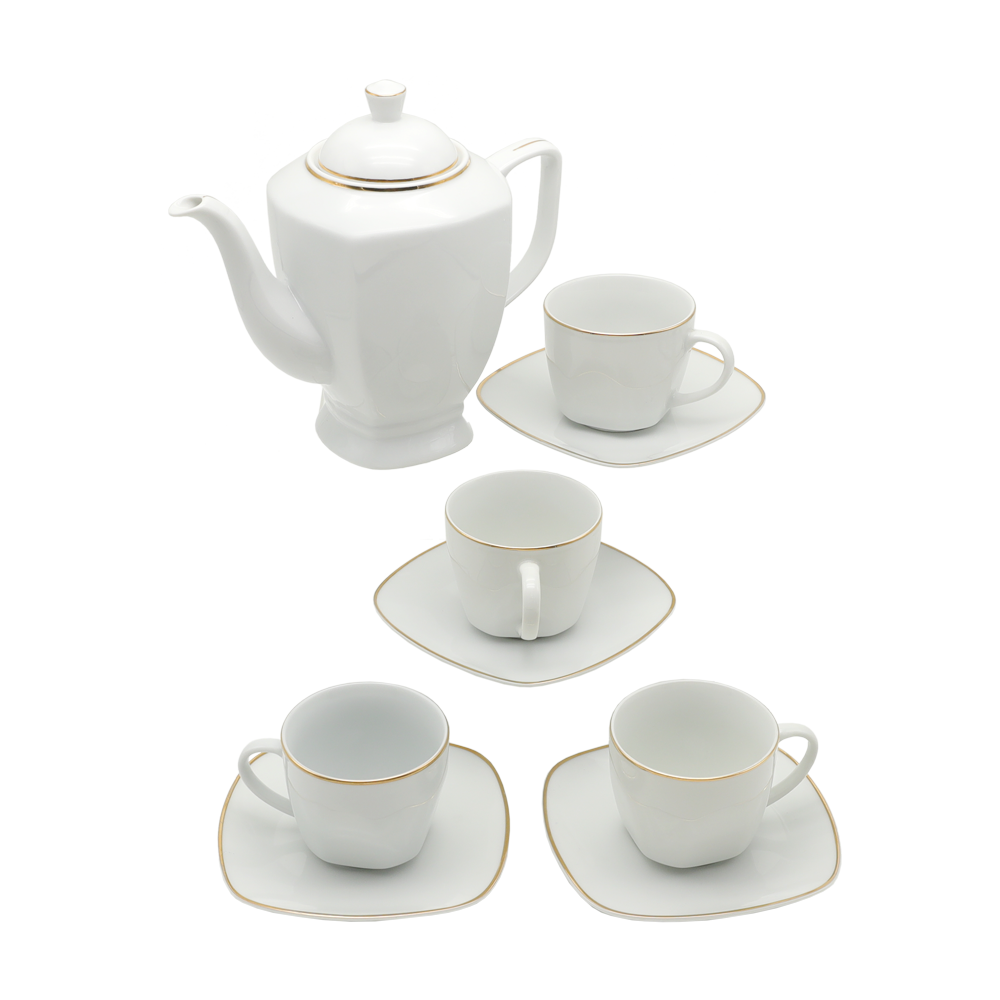 CERAMIC TEA SET  WITH GOLD RIM
