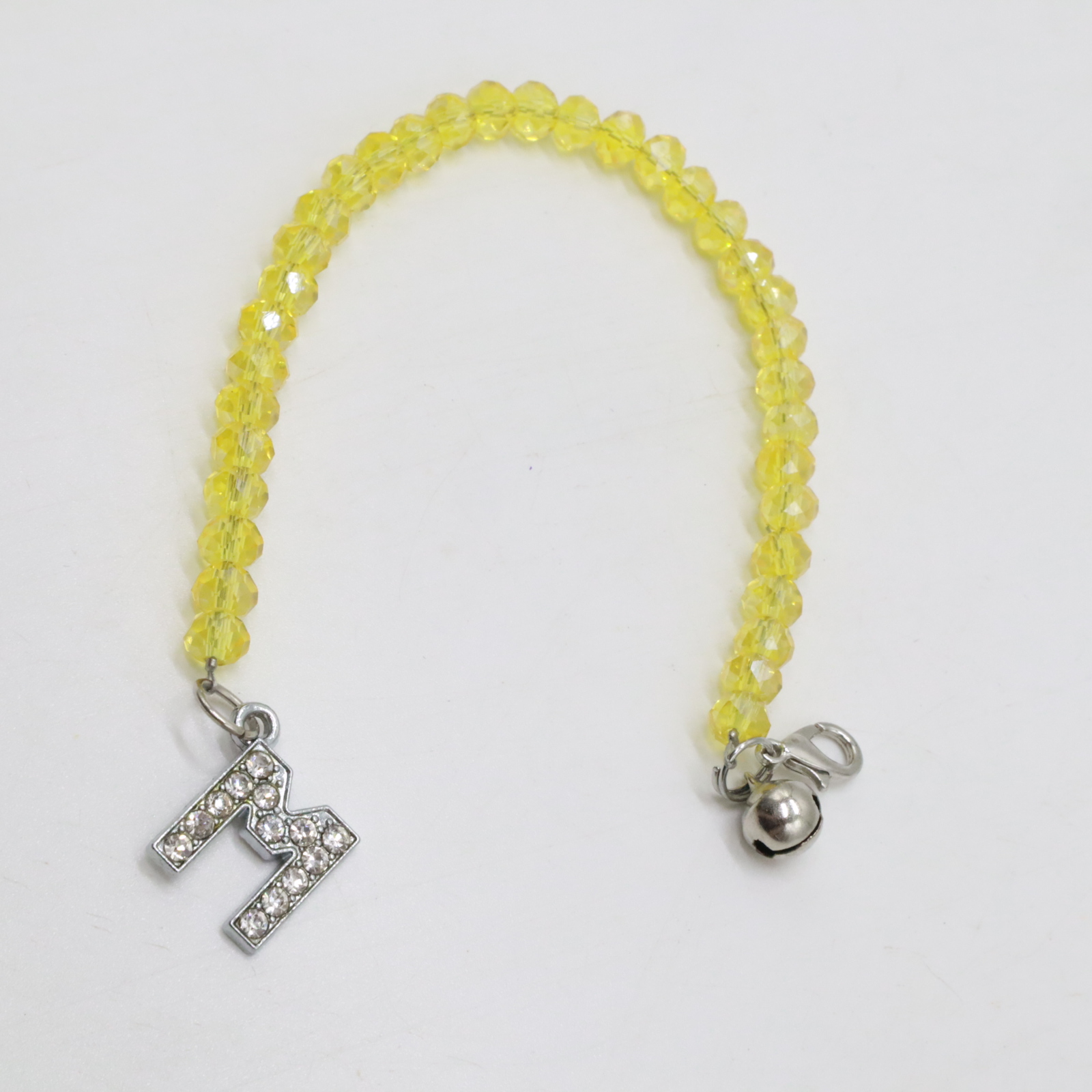 CRYSTAL BEAD ANKLETS WITH M CHARM