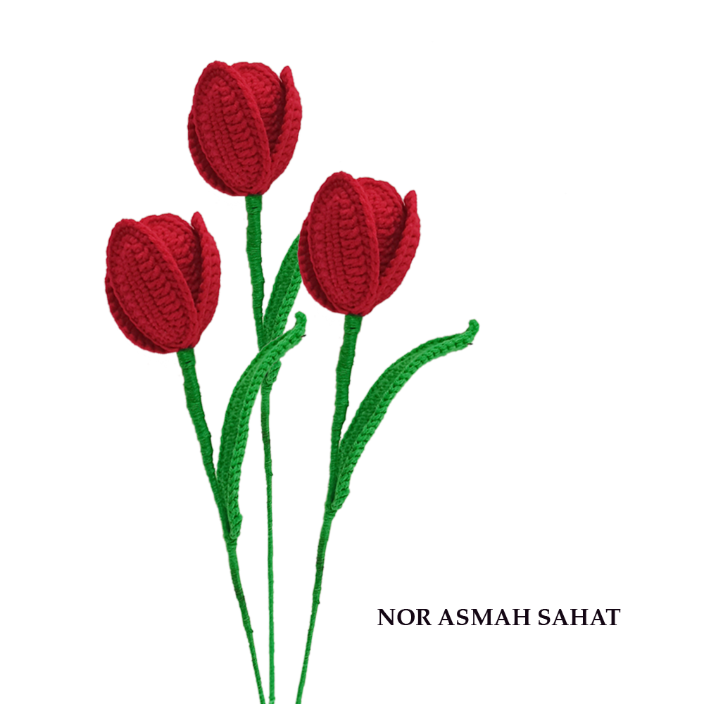(PRE-ORDER 153) CROCHET RED TULIP (3 PCS)