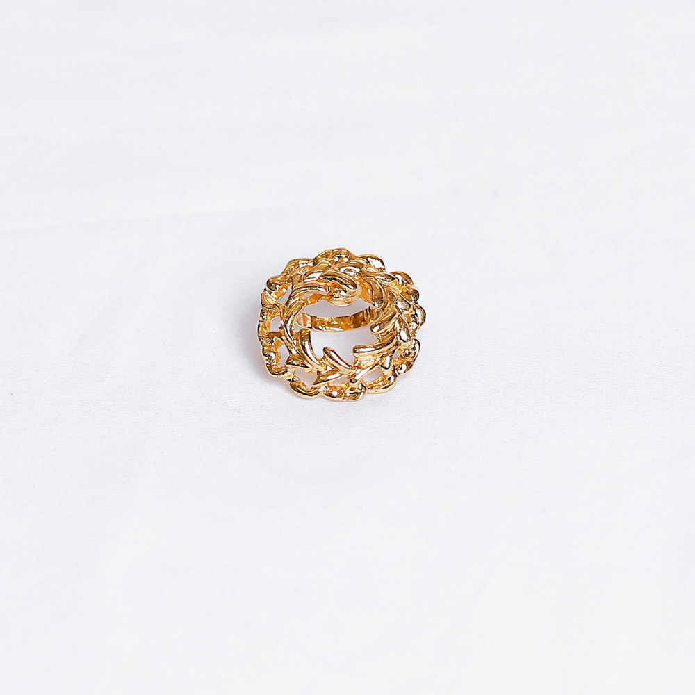 SCAFT RING ROUND LEAVES (GOLD PLATED)