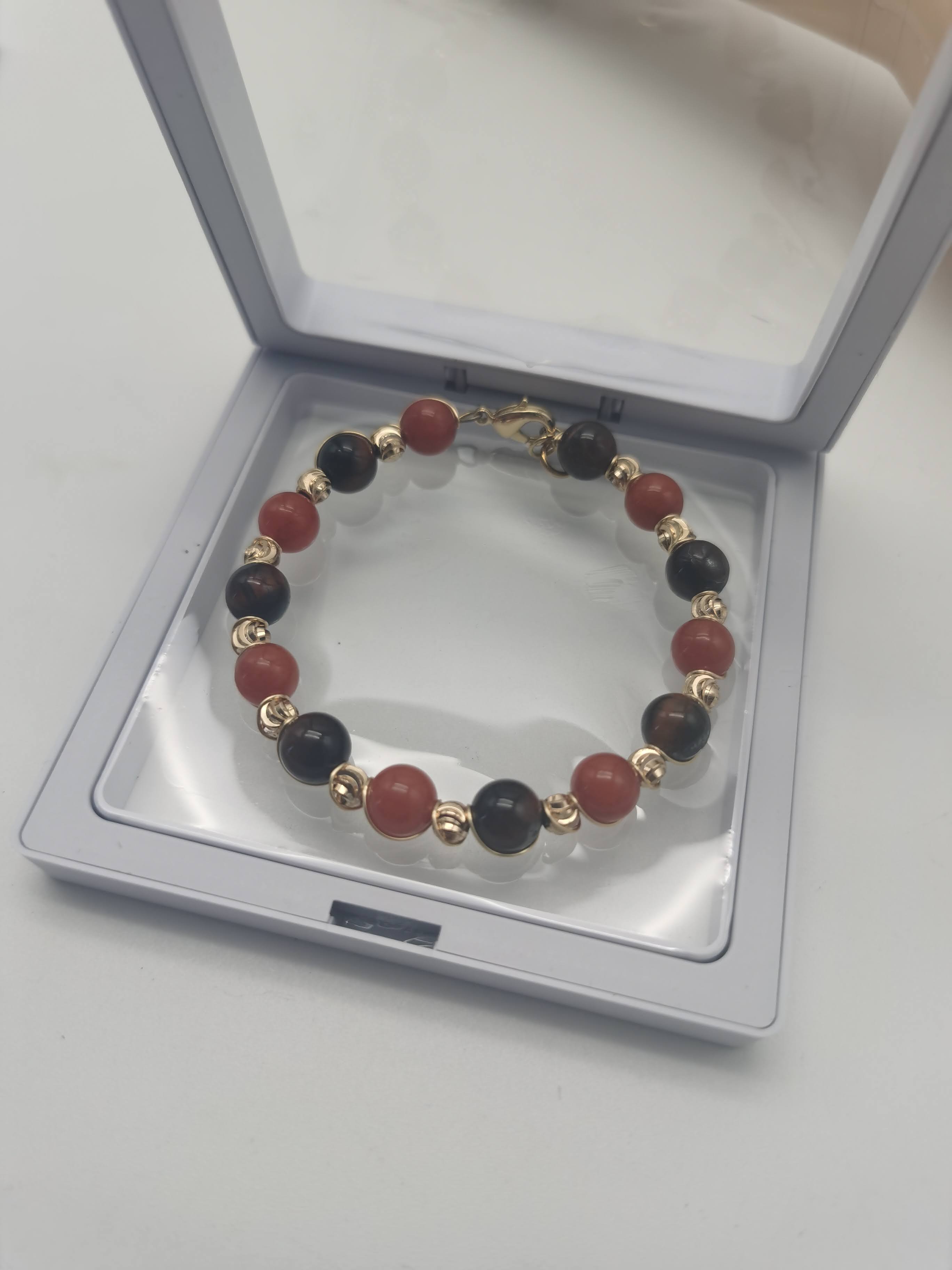 GELANG BATU ZIRCON + TIGER EYES ROSEGOLD