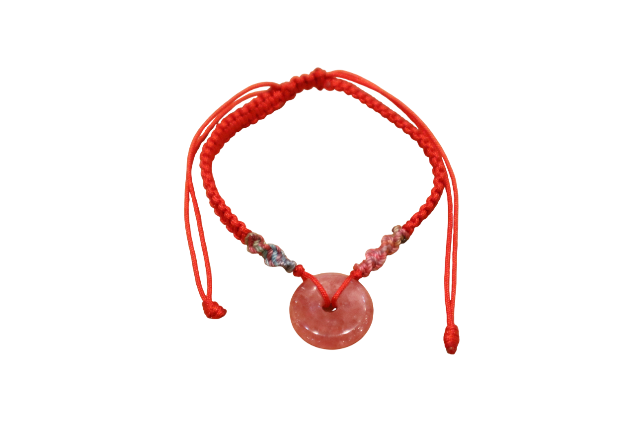 HAND BRADED ROPE WITH RHODOCHROSITE BRACELET