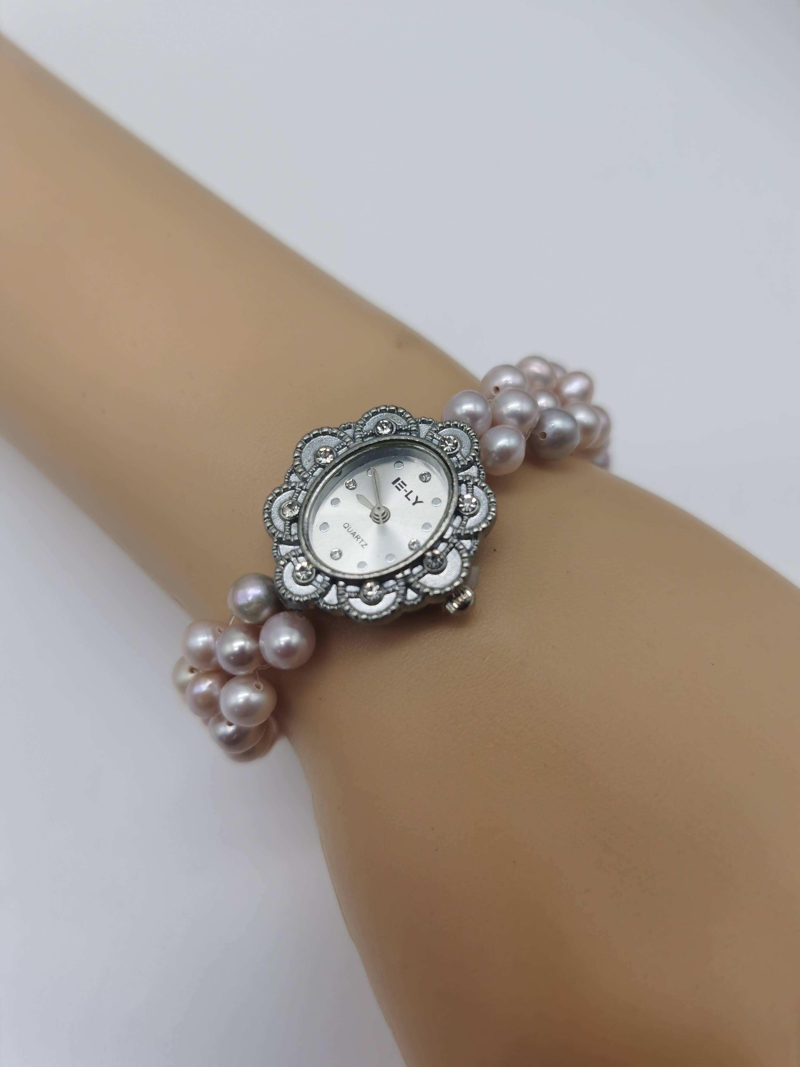 JAM TANGAN WANITA BUNGA BUJUR LIGHT PINK