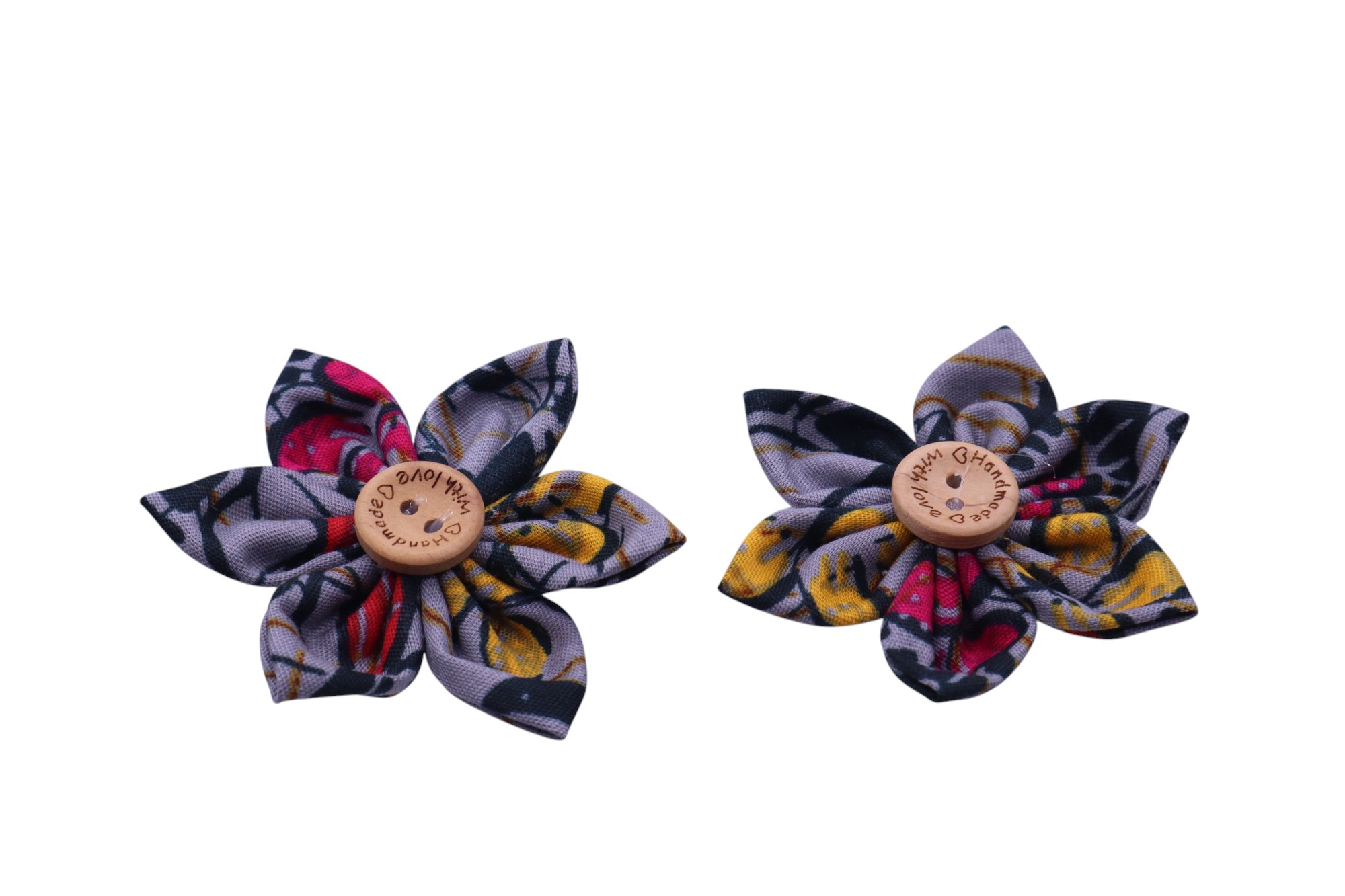 BATIK FLOWER BROOCH PAIR SET