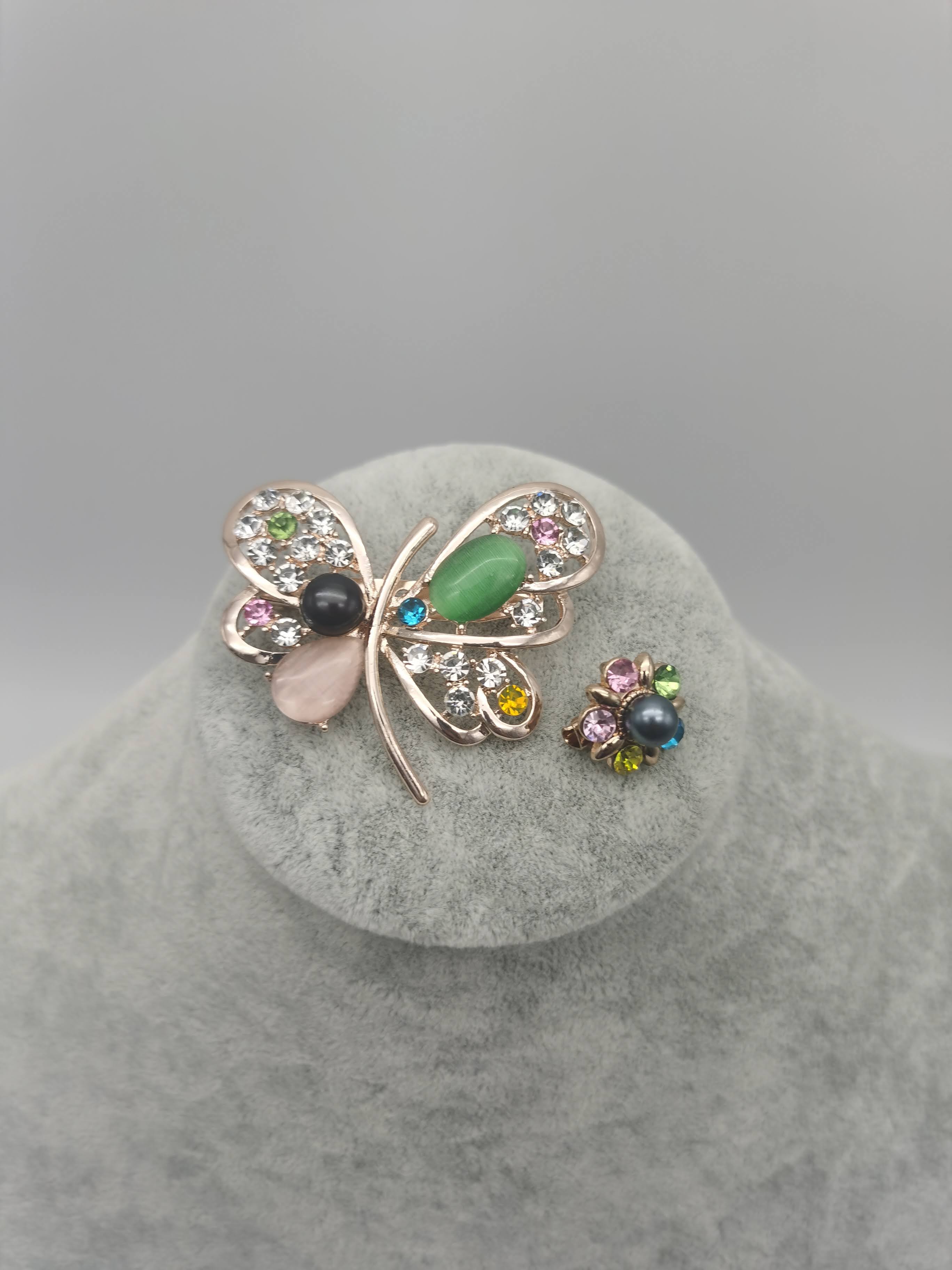 BROOCH PEARL CAT EYES