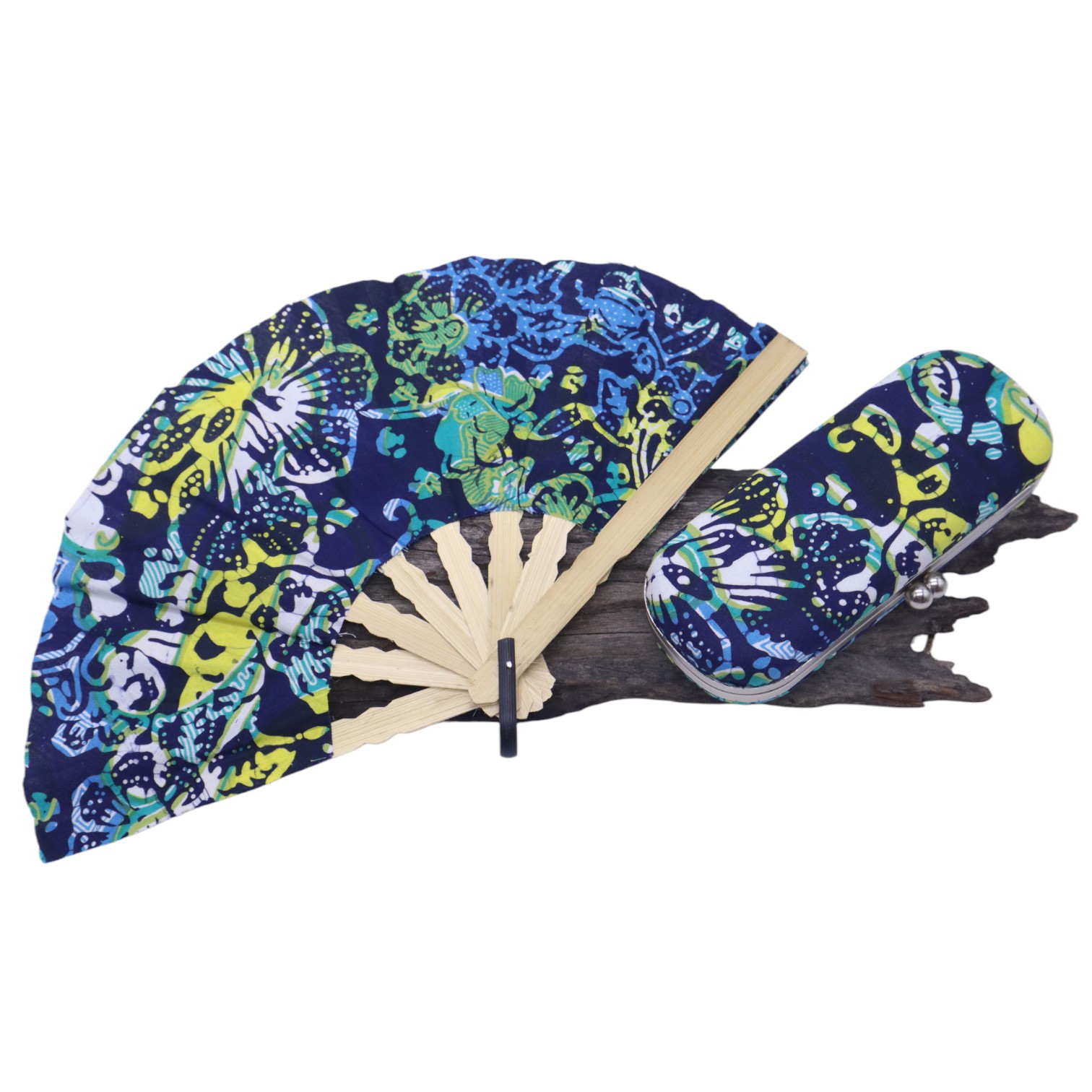 BATIK HAND FAN & GLASS BOX SET
