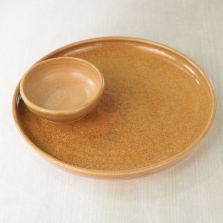 (SET) CERAMIC PLATE + CERAMIC SAMBAL BOWL