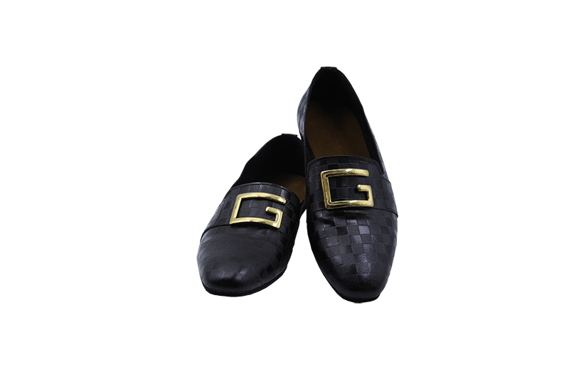 SHOES LEATHER LOAFERS WITH GOLD BUCKLE