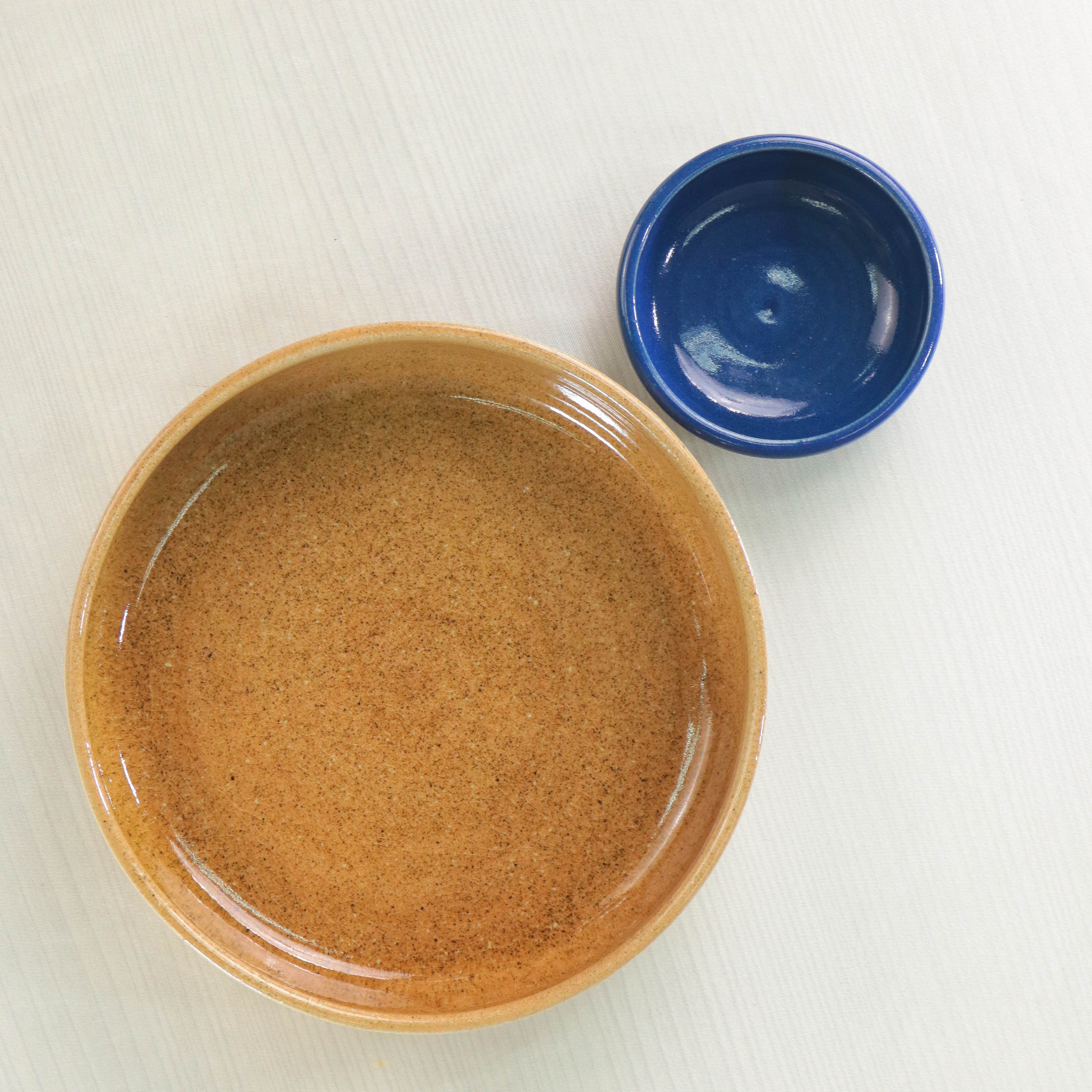 (SET) CERAMIC SHALLOW BIG BOWL + CERAMIC SAMBAL BOWL