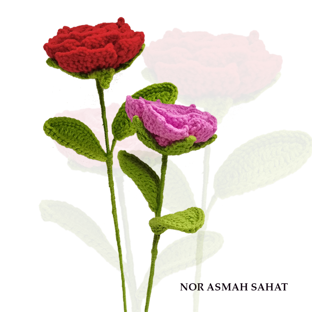 (PRE-ORDER 299) BUNGA ROSE MERAH/PURPLE (2 KUNTUM)