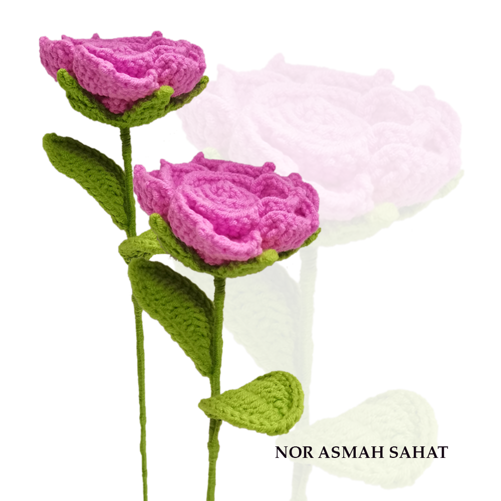 (PRE-ORDER 265) BUNGA ROSE CROCHET (2 KUNTUM)