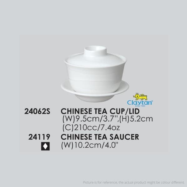 CLAYTAN - 7.4oz CHINESE TEA CUP W/ LID & SAUCER - DRINKING HOTELWARE