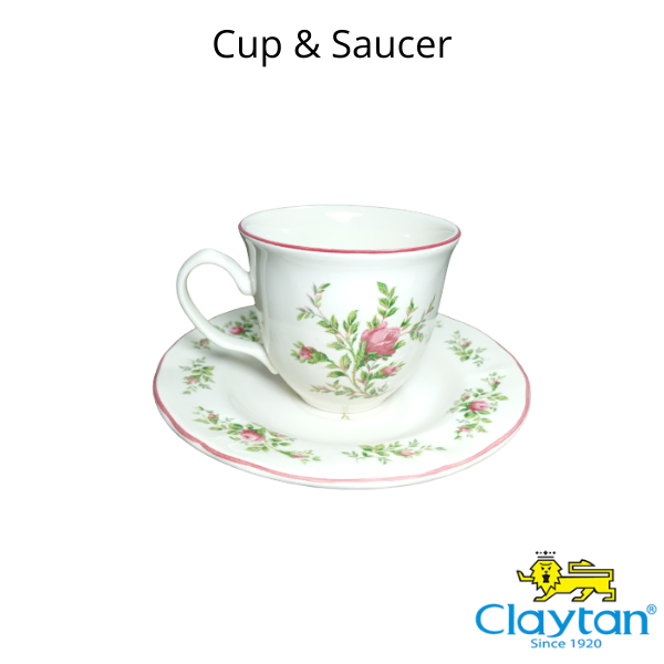 CLAYTAN - CUP & SAUCER MOSS ROSE