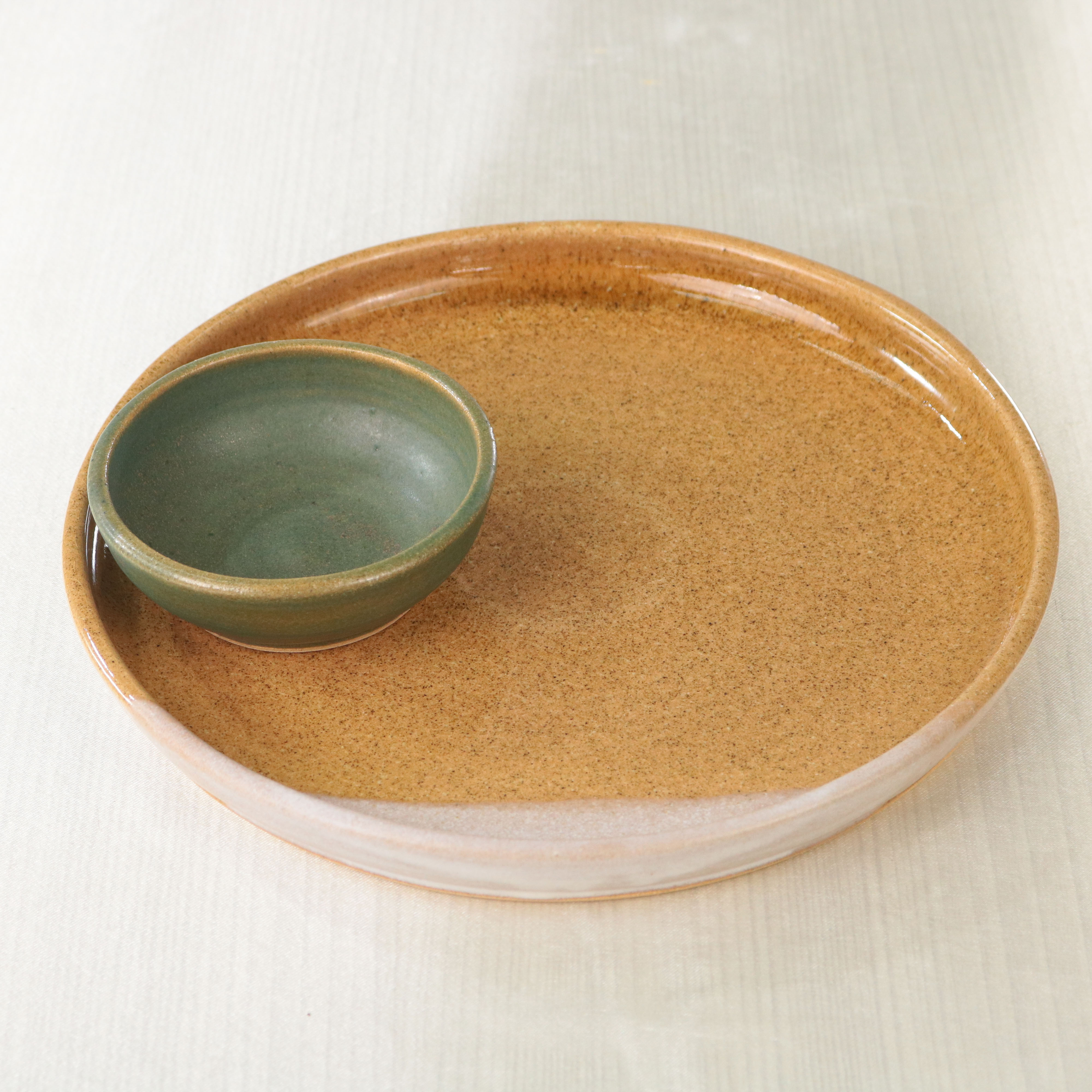 (SET) CERAMIC PLATE + CERAMIC SAMBAL BOWL