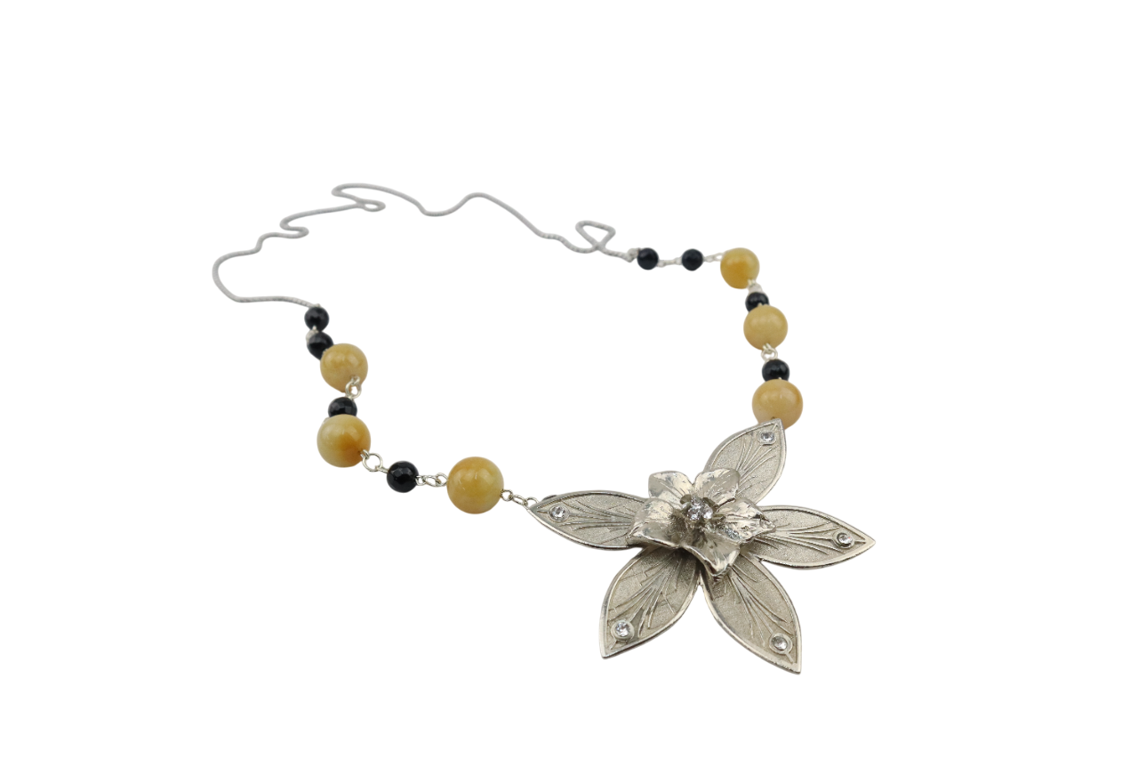 PEWTER CRYSTAL NECKLACE