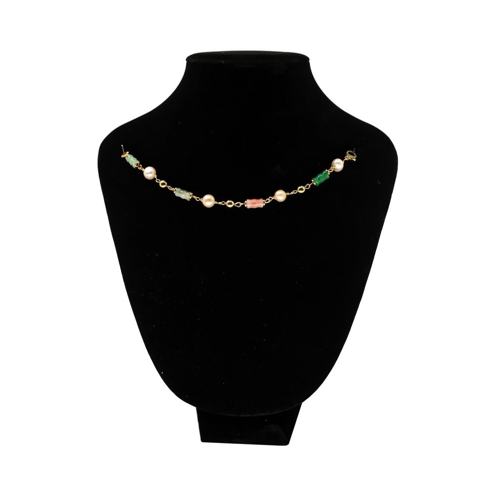 GELANG TANGAN ROSE GOLD PEARL & BATU JADE