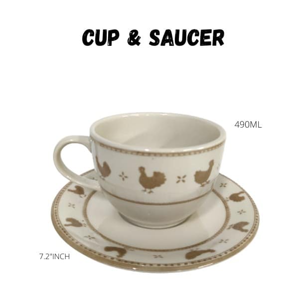 CLAYTAN - CUP & SAUCER - PETITE POULE BEIGE