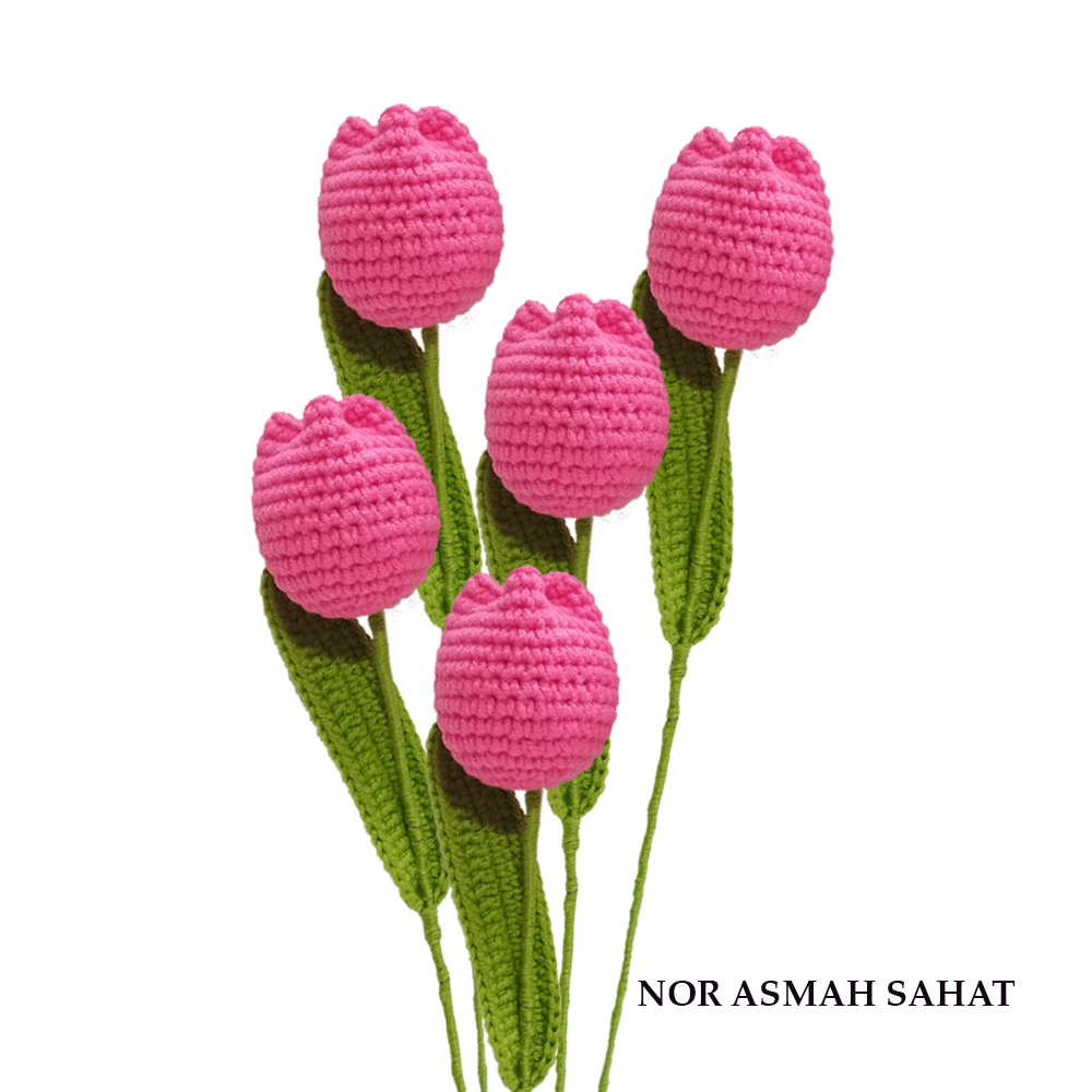 (PRE-ORDER 232) BUNGA TULIP KUDUP CROCHET (5 KUNTUM)