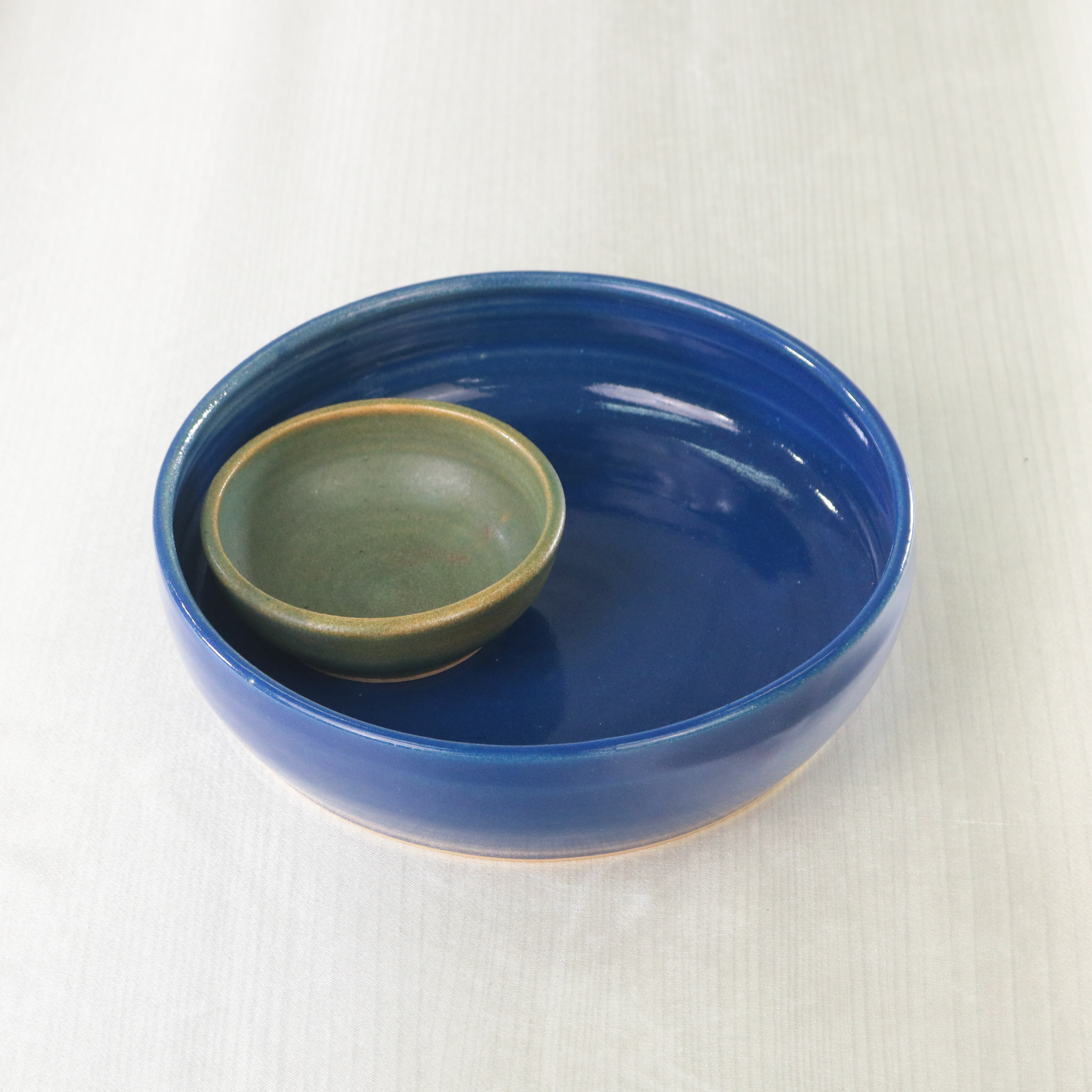 (SET) CERAMIC SHALLOW BIG BOWL + CERAMIC SAMBAL BOWL
