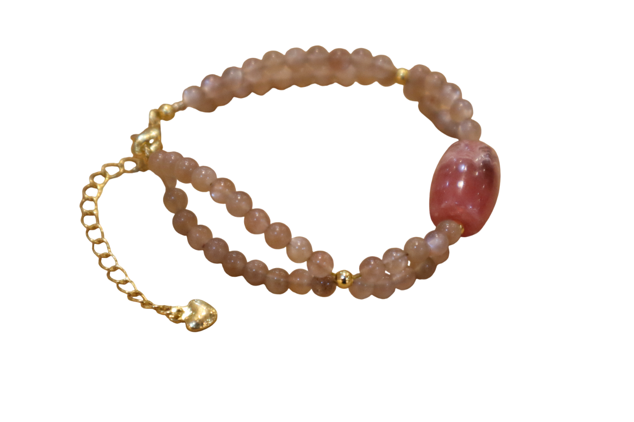 RHODOCHROSITE WITH SUNSTONE BRACELET
