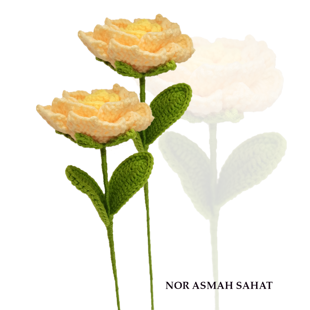 (PRE-ORDER 280) BUNGA ROSE CROCHET (2 KUNTUM)