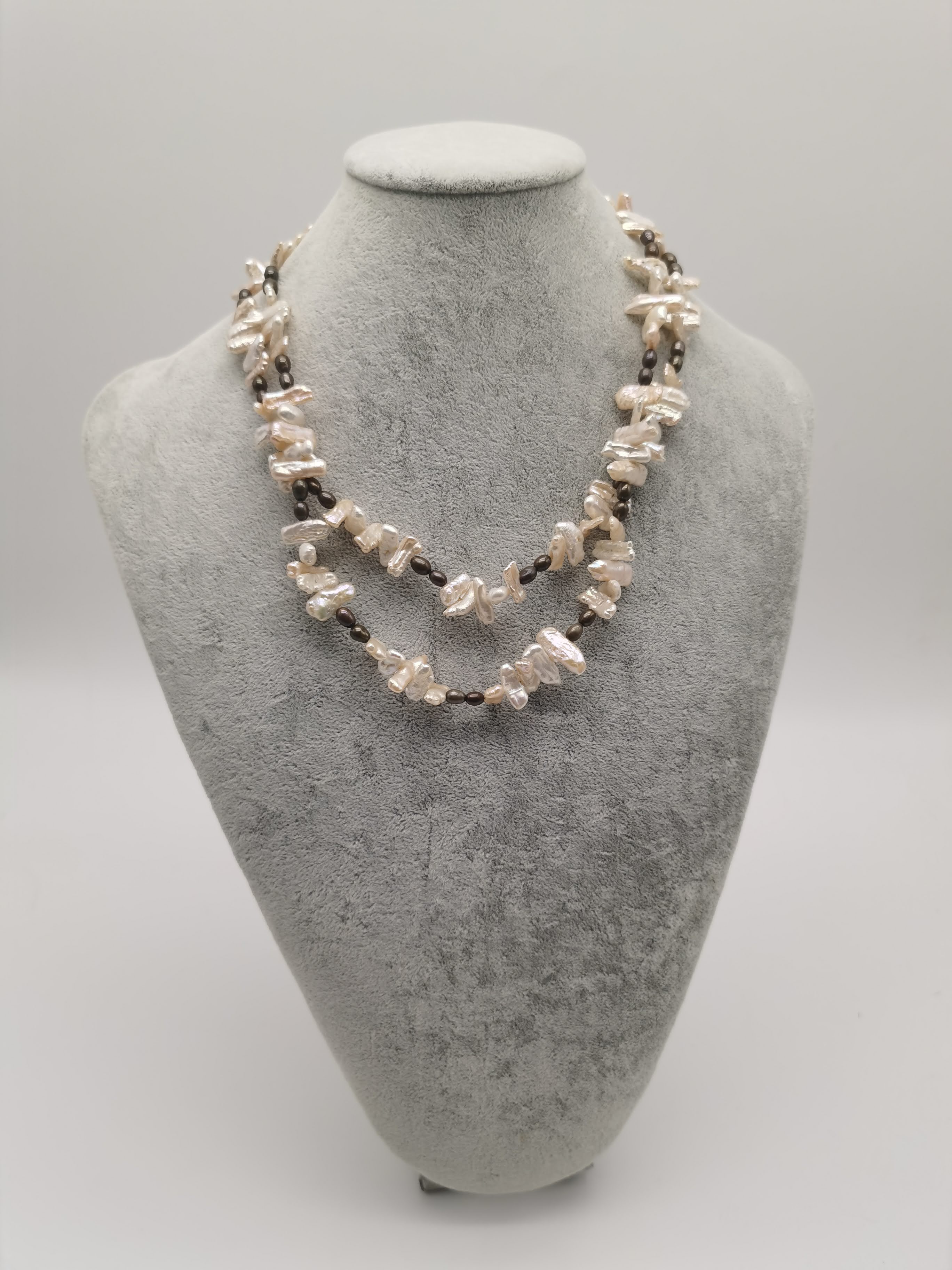 RANTAI BIWA WHITE PEARL WITH RICE BROWN PEARL