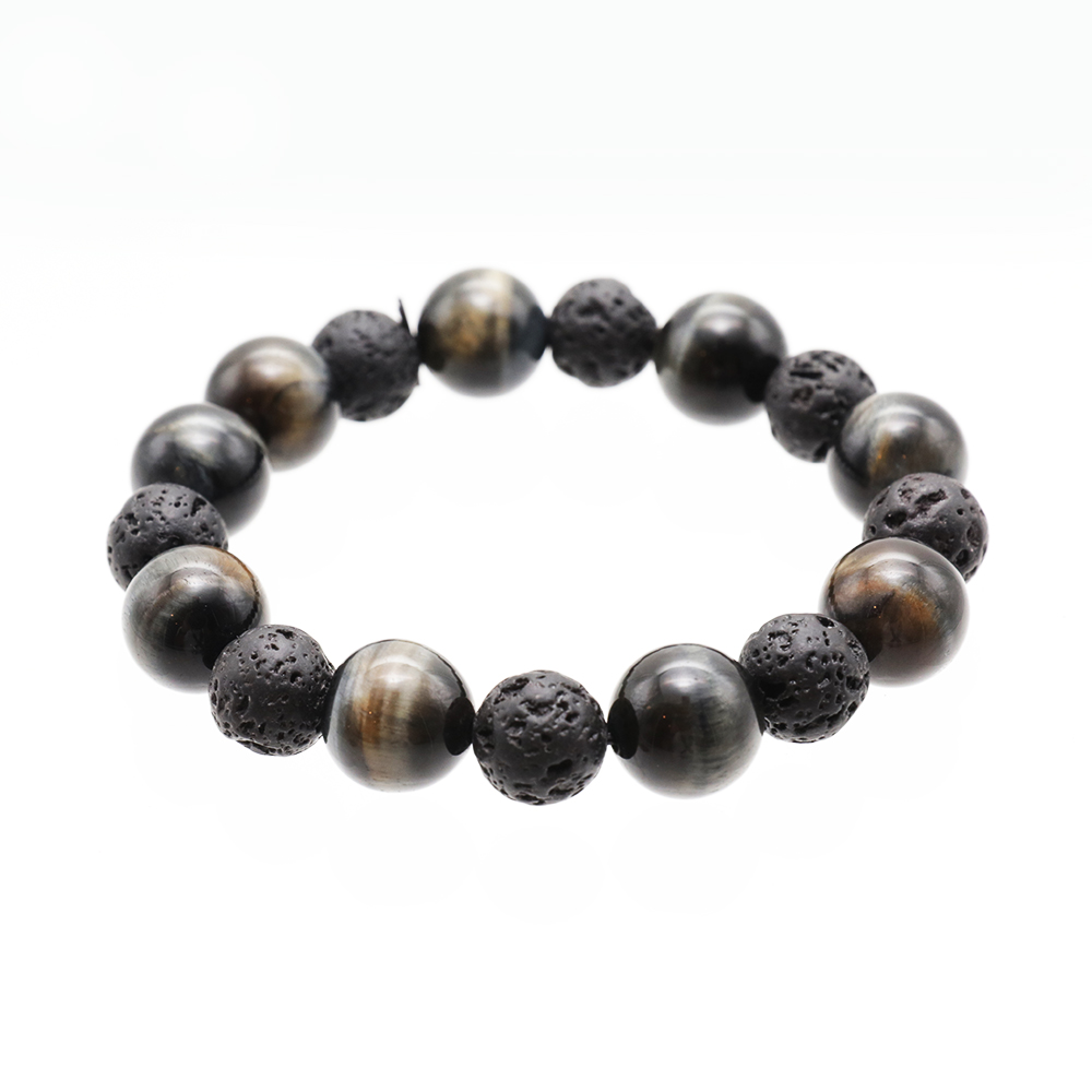 GELANG BATU LAVA & BATU TIGEREYE BIRU