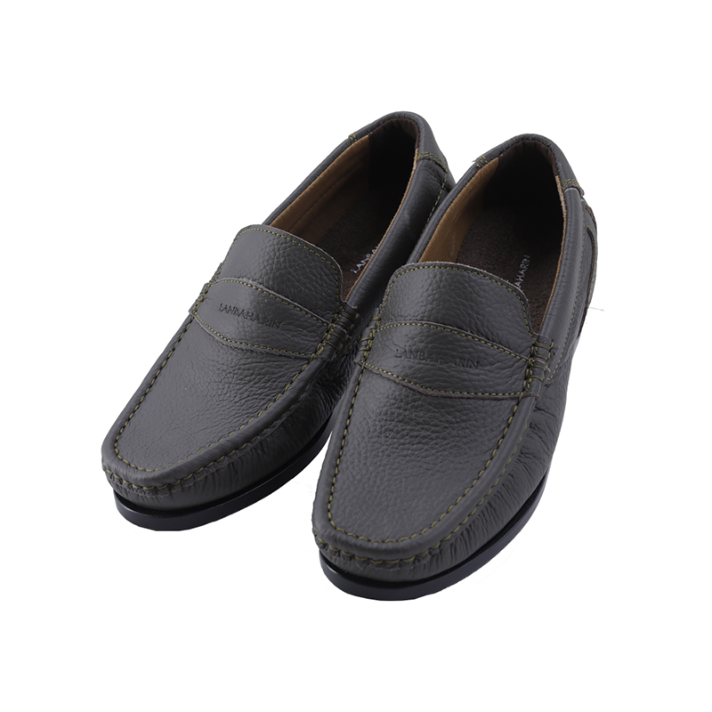 SHOES LEATHER MOCCASIN IN GREEN PICKLE