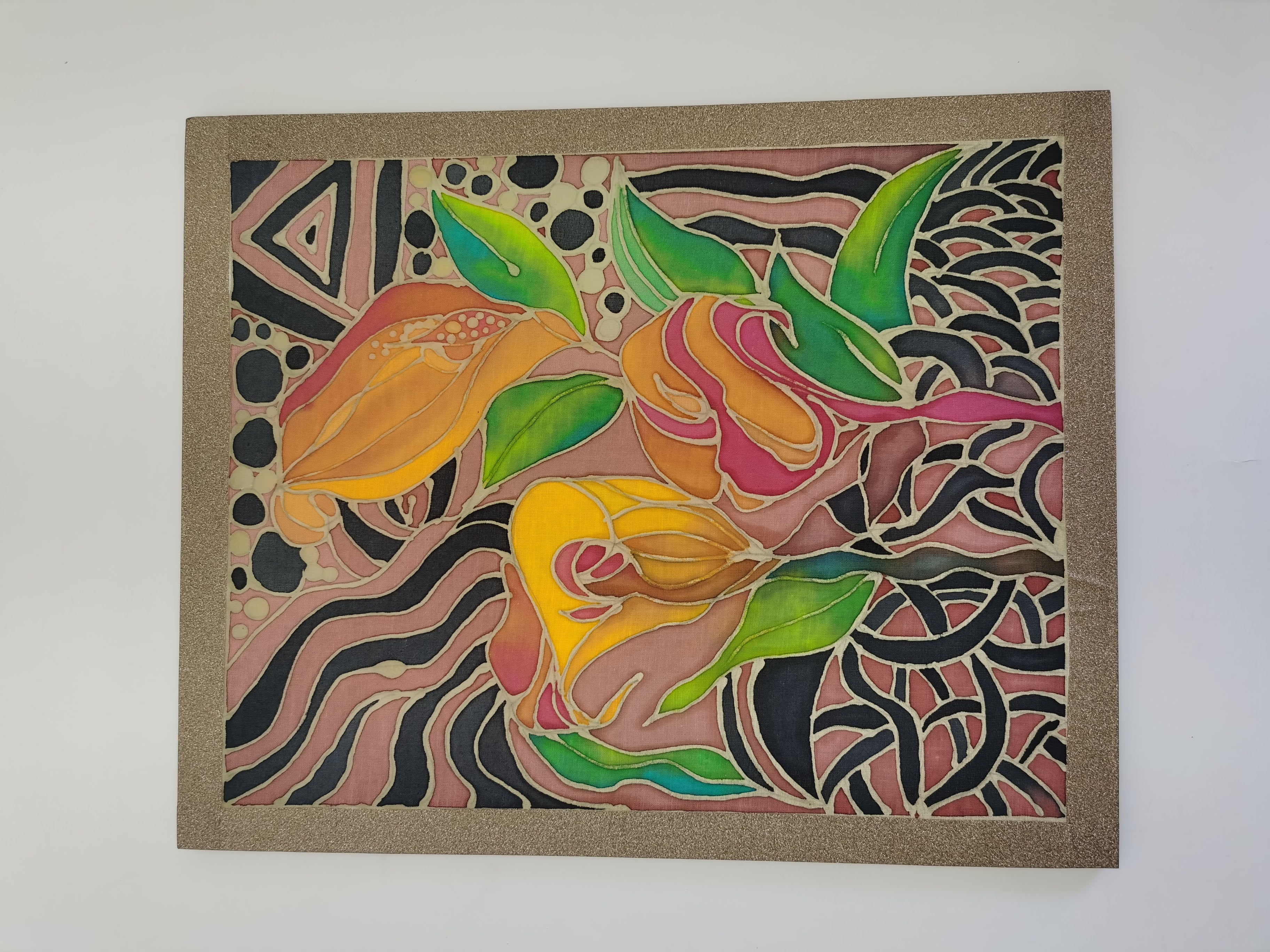 LUKISAN BATIK HIASAN DINDING - BUNGA