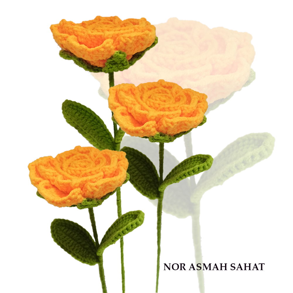 (PRE-ORDER 276) BUNGA ROSE CROCHET (3 KUNTUM)