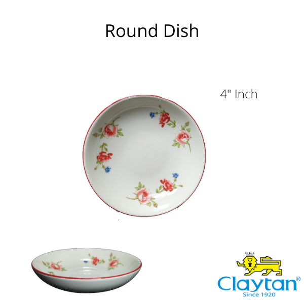 ROUND DISH COTTAGE ROSE WITH BANDING
