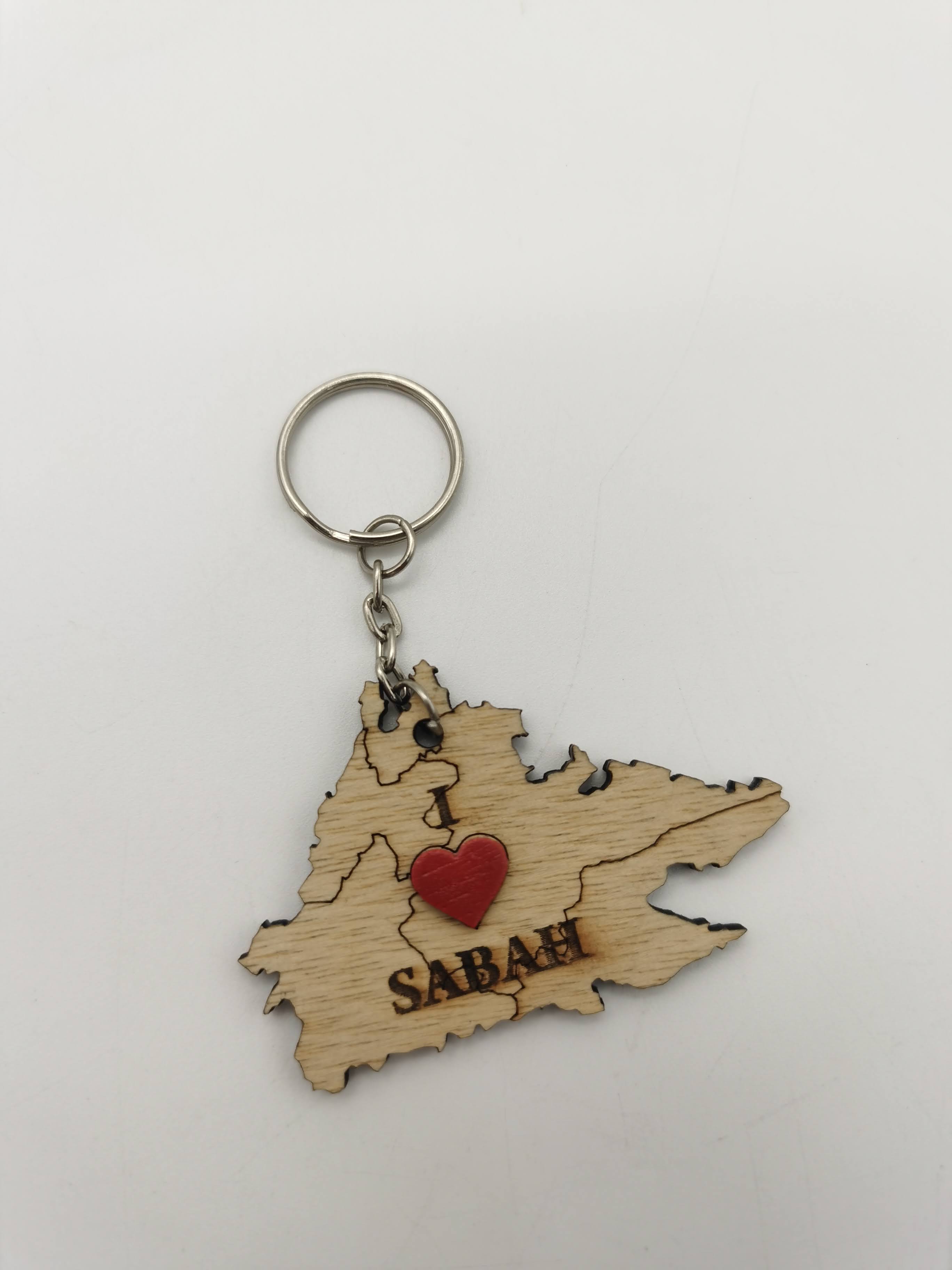 WOOD KEYCHAIN SABAH'S MAP