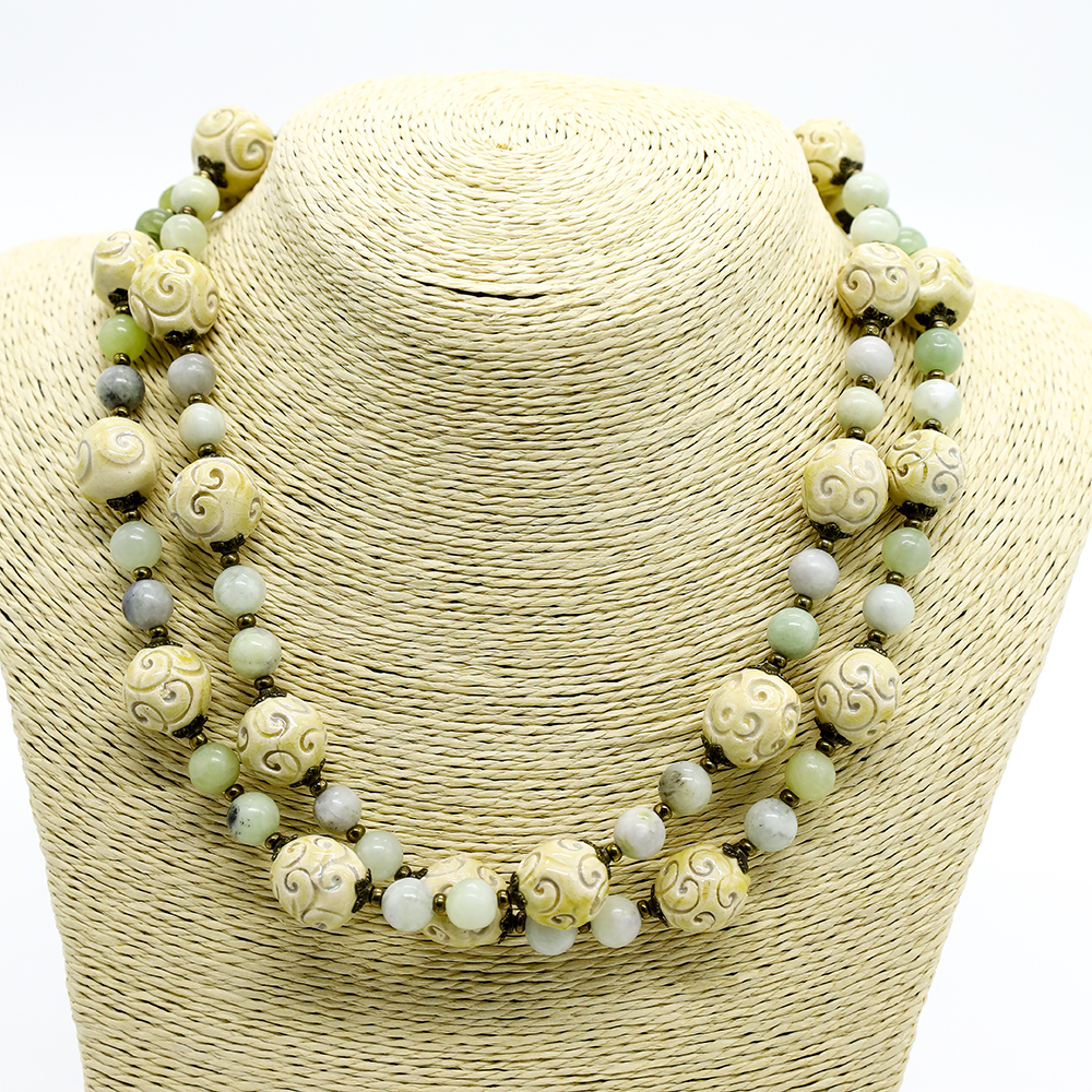 CERAMIC BEAD LONG NECKLACE