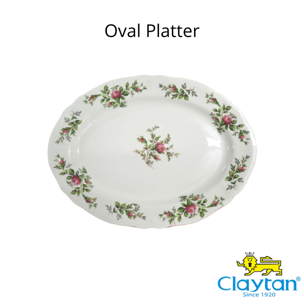 CLAYTAN - OVAL PLATTER MOSS ROSE