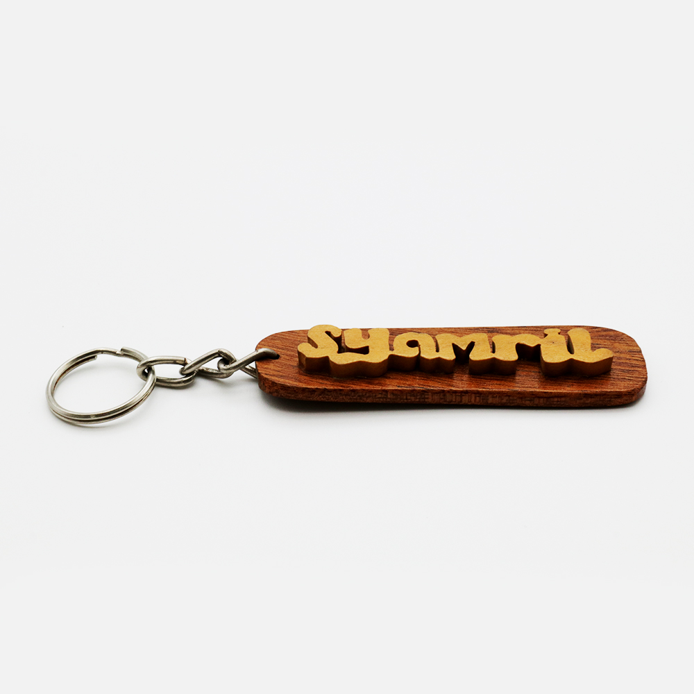 KEYCHAIN NAMA KAYU BERUKIR